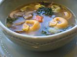 Chicken Tortellini Soup With Mushrooms and Spinach