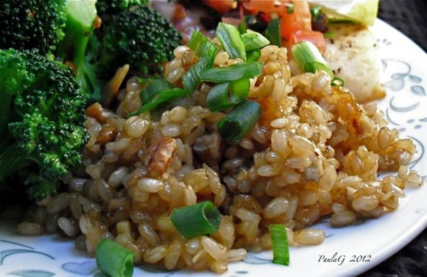 Brown Rice With Onions, Garlic, and Pecans. Photo by PaulaG
