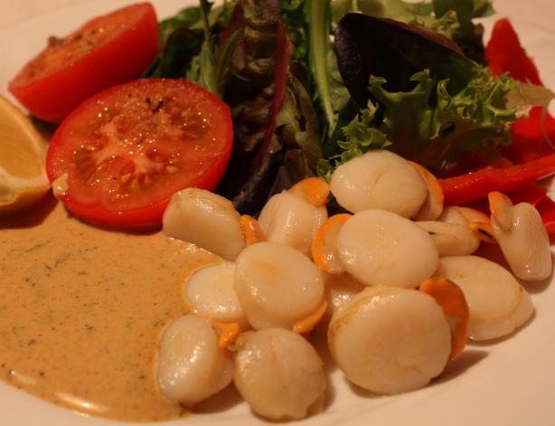 Scallops With Curry Chive Mayonnaise. Photo by Peter J