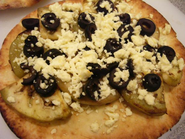 Eggplant & Feta Flat Bread Pizza. Photo by cyaos