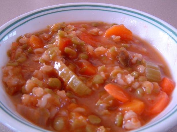 Easy Split Pea and Barley Stew. Photo by mliss29