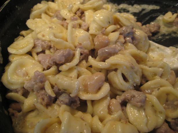 Orecchiette With Sausage, Beans, and Mascarpone. Photo by Tropical Texan
