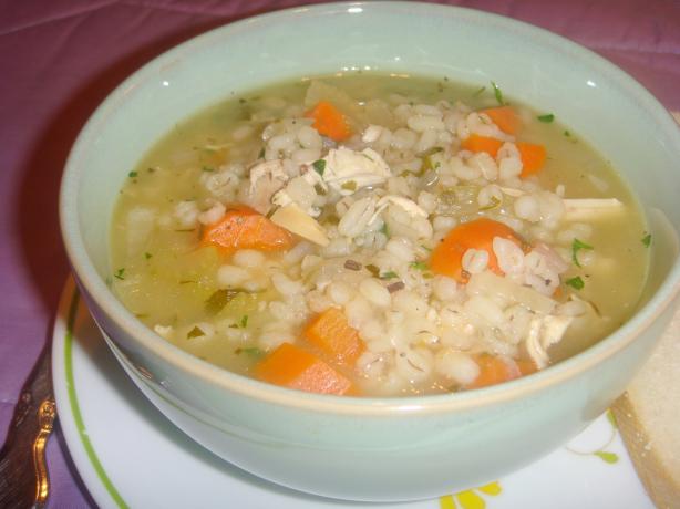 Scarborough Fair Chicken Barley Soup. Photo by Lori Mama