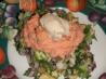 Avocado Tower With Tomato and Almond Sauce (And Some Shrimp)