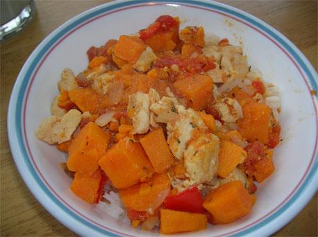 Chicken and Sweet Potato Caribbean Stew. Photo by Brinestone