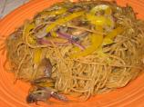Pesto Pasta With Mushrooms, Onions, and Red Bell Peppers