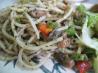 Pesto Pasta With Mushrooms, Onions, and Red Bell Peppers