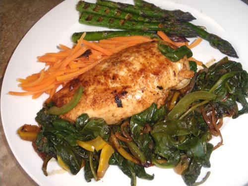 Chicken With Balsamic Glaze and Fresh Spinach. Photo by Bergy