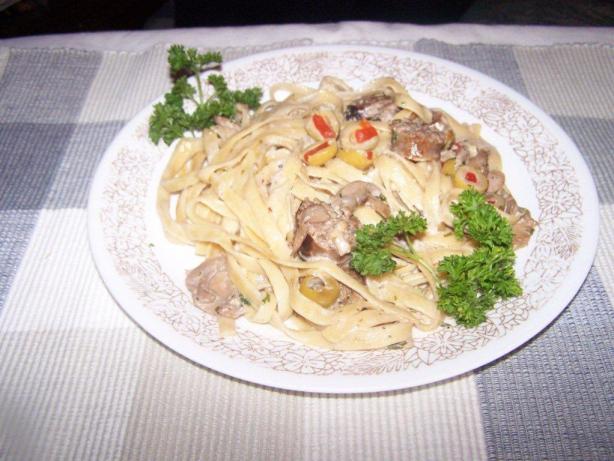 Fettuccine With Italian Sausage and Olives. Photo by Denny C.