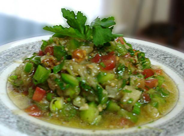 Lebanese Eggplant Salad - (Salatit El Batinjan). Photo by Middle Eastern by Mag