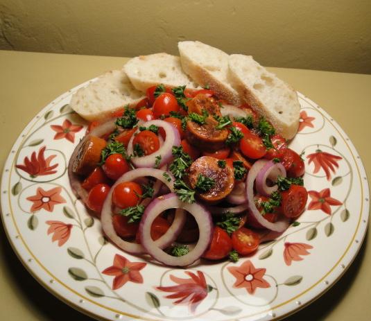 Tomato and Chorizo Salad. Photo by Debbwl