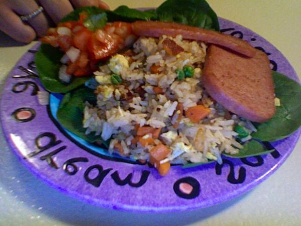 Bacon Fried Rice With a Side of Tomatoes in Fish Sauce.... Photo by SassyMom3