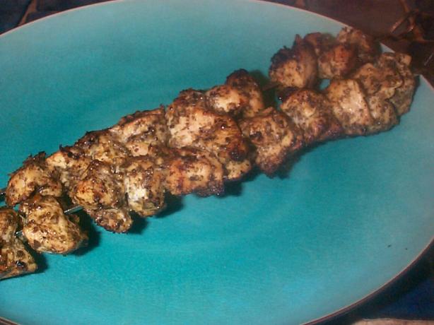 Pesto Coated Chicken Skewers. Photo by breezermom