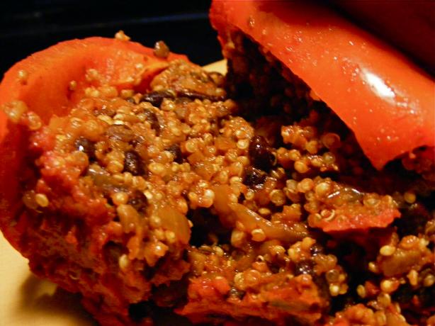 Black Bean, Mushroom & Quinoa Stuffed Bell Peppers. Photo by Kozmic Blues