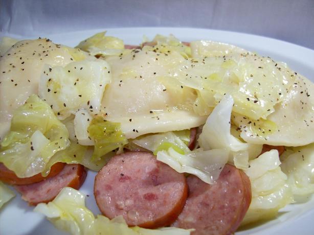 Cabbage, Kielbasa and Pierogies. Photo by Chef shapeweaver &copy;