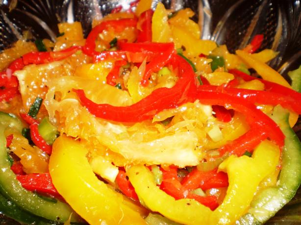 Orange and Capsicum Salad With Lemon Balm Dressing. Photo by Tisme