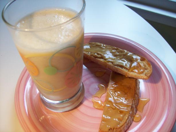 Peanut Butter Toast With Icy-Cold Banana Milk. Photo by little_wing