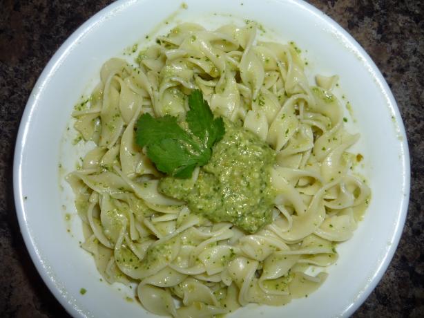 Green Chile-Cilantro Pesto Sauce (Pasta). Photo by Marney