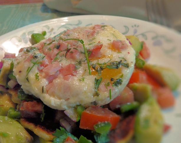Baked Eggs with Ham and Chives. Photo by PaulaG