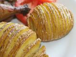 Garlic Hasselback Potatoes With Herbed Sour Cream