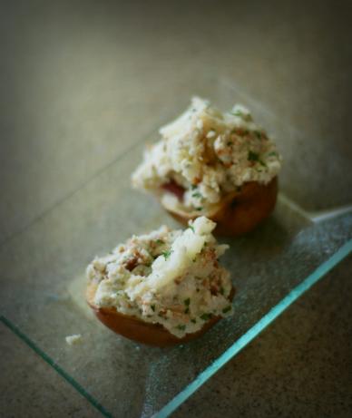 Sky Blue Potatoes (Aka Blue Cheese Twice-Baked Potato Appetizers. Photo by Dine & Dish