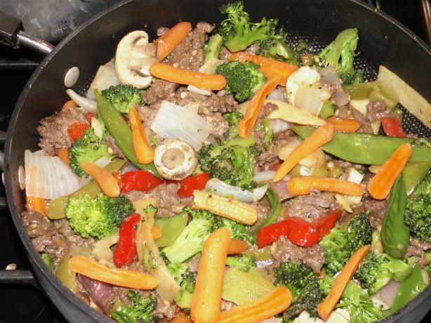 Vegetable and Beef Stir-Fry With Brown Rice. Photo by JanuaryBride