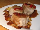 Pan-Fried Pork Fillet Pear Chips and Mashed Kumara and Carrot
