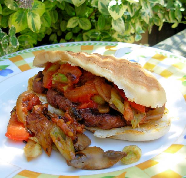 Italian Panini Burger with homemade sausage by Karen Booth
