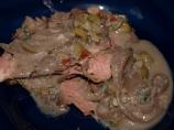 Grilled Steak With Olive and Stilton Cheese Sauce