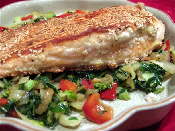 Sesame Salmon Fillets and Bok Choy. Photo by Derf