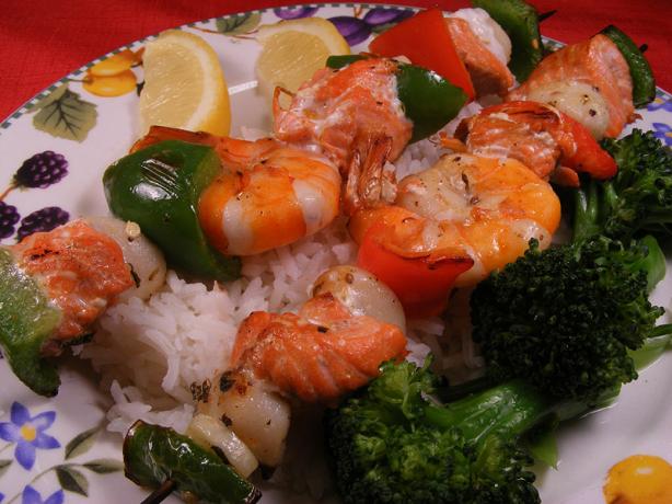 Greek Salmon and Seafood Skewers. Photo by Lavender Lynn
