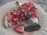 Strawberry Dessert Bruschetta over Mascarpone & Raisin Bread