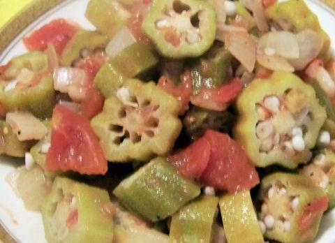 Okra and Tomatoes. Photo by Mama's Kitchen (Hope)