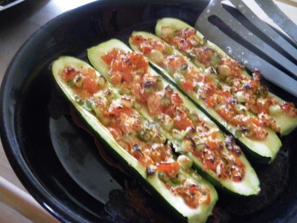 Low Carb Stuffed Zucchini. Photo by Bergy