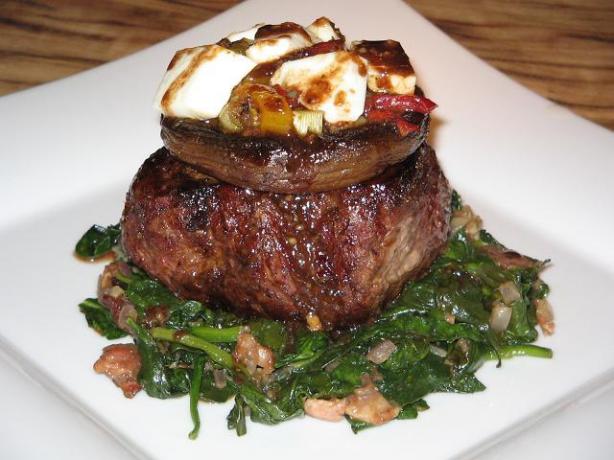 Vaquero Steaks With Pepper Relish and Goat Cheese. Photo by The Flying Chef