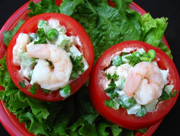 Four "s" Tomatoes!  (Simple Shrimp Stuffed Salad). Photo by Breezytoo