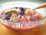 Warm Rhubarb, Red Banana, and Blackberry Salsa