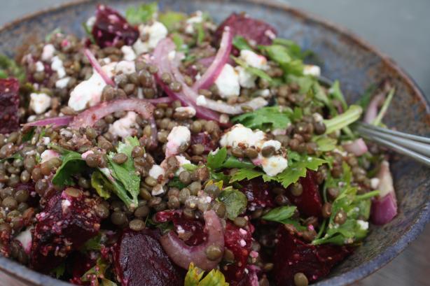 Lentil Salad With Baby Beets & Feta. Photo by Leggy Peggy