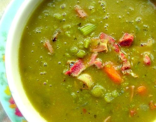Green Split Pea and Bacon Soup. Photo by Andi of Longmeadow Farm