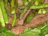 Strip Steaks With Broiled Asparagus. Photo by Luschka