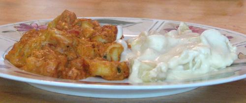 Quick and Easy Six Cheese Tortellini Bake. Photo by MarinesWife
