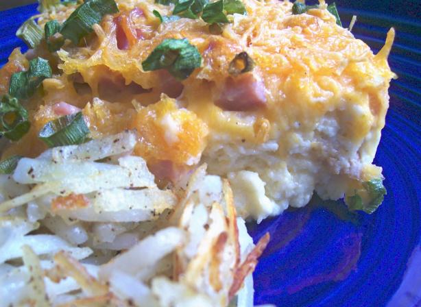 Make Ahead Ham and Cheddar Egg Dish. Photo by Crafty Lady 13