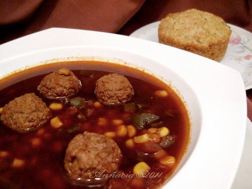 Mexican- Meatball Salsa Soup. Photo by Annacia