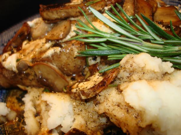 Balsamic Rosemary Veal Medallions W. Mushrooms and Goats Cheese. Photo by Vicki in CT