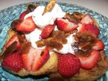 French Toast With Caramelized Pecans, Strawberries and Cream