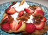 French Toast With Caramelized Pecans, Strawberries and Cream. Recipe by my3beachbabes