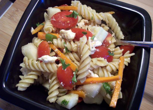 Pasta Salad W/Feta and Cherry Tomatoes. Photo by Nif