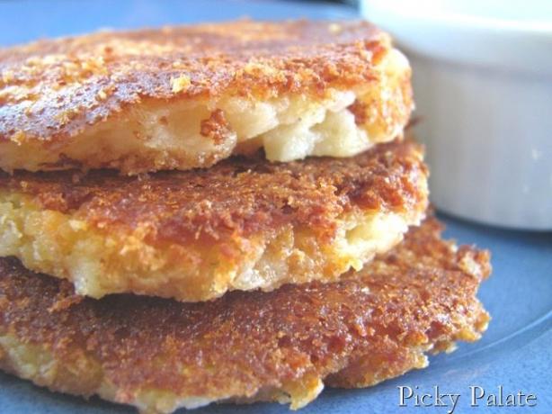 Parmesan Crusted Smoked Cheddar Potato Cakes. Photo by Picky Palate