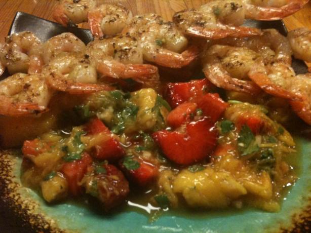 Mango Salad With Grilled Shrimp. Photo by Ian Magary