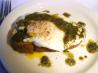 Poached Eggs and Parmesan Cheese over Toasted Brioche W/ Pistou. Recipe by mary winecoff